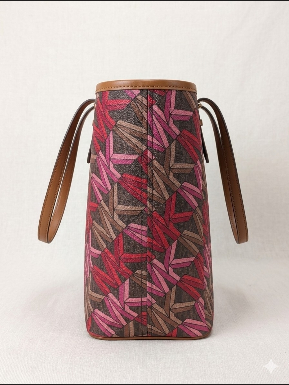 Michael Kors Jet Set Charm Medium Carryall Tote Bag Brown Pink Multi (NWT) - Picture 2 of 7